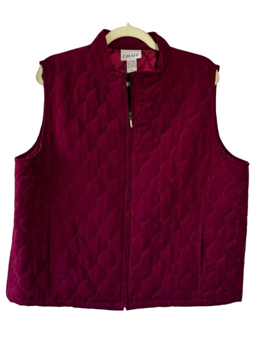 Graff Quilted Burgundy Vest 100% Polyester Size XL Two Pockets Lightweight Layer